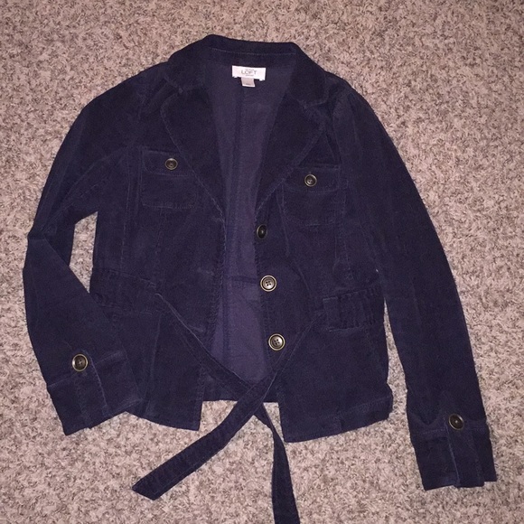 LOFT Jackets & Blazers - Navy, corduroy jacket with tie waist